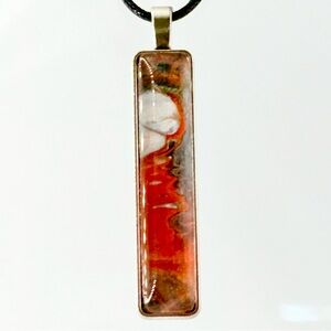 Artistic Orange and White Pendant Necklace
